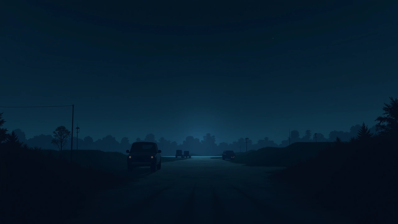 Illustration: An empty plot of land at dusk with construction just beginning.