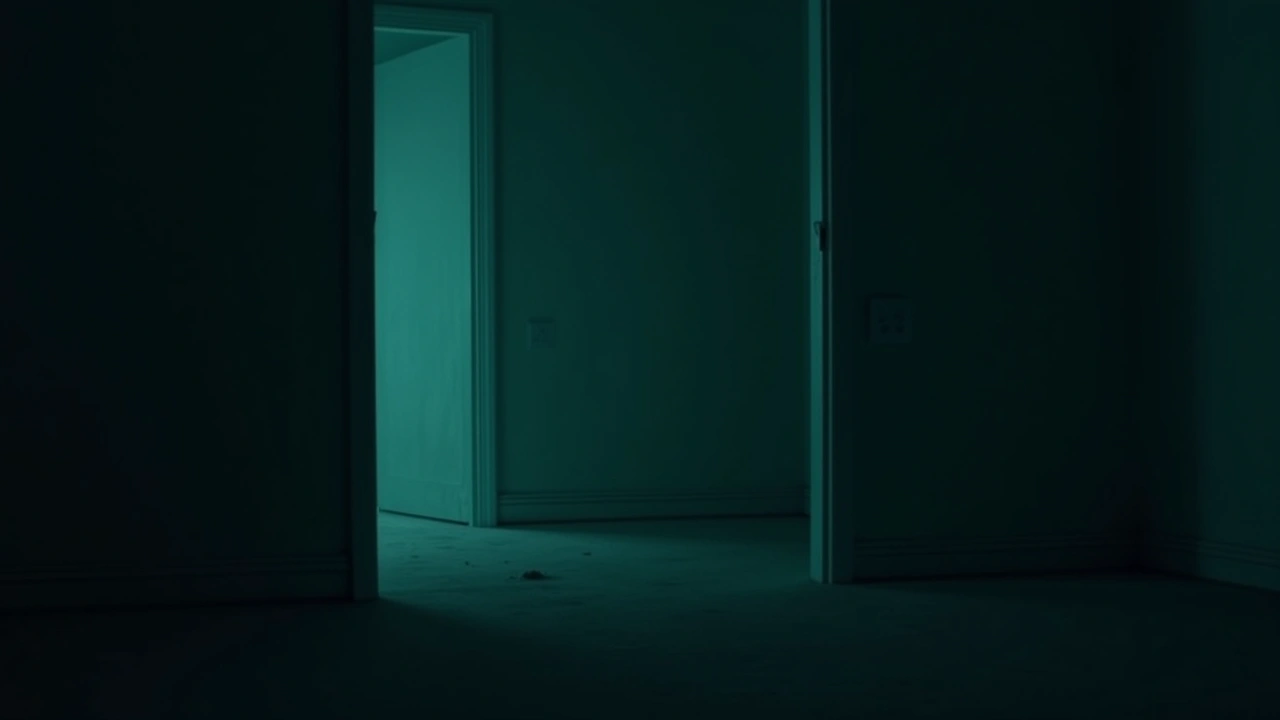 Illustration: a quiet, dimly lit room in an older rented house.