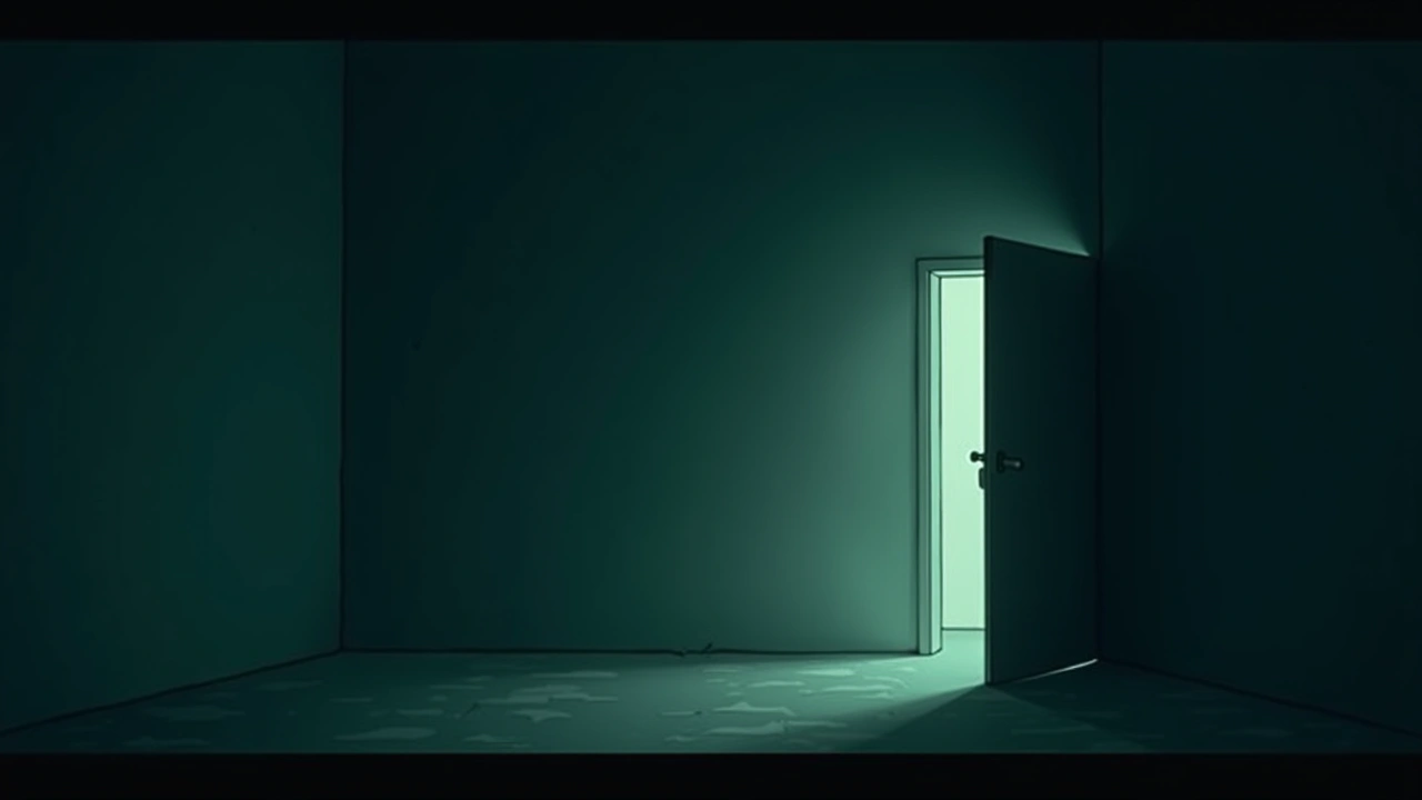 Illustration: an empty, dim room where a hushed whisper seems to answer back.