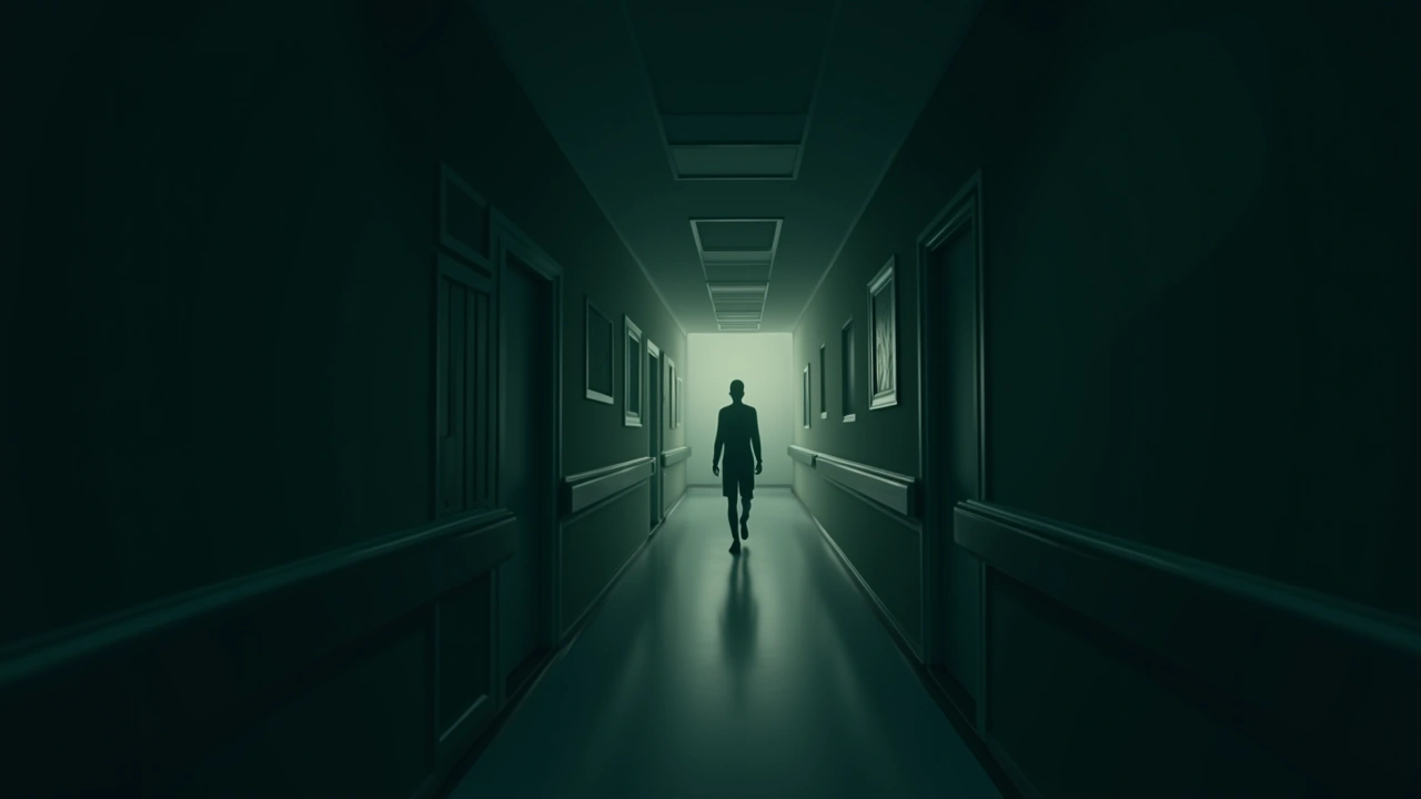Illustration: a quiet hospital corridor near a specialty department.