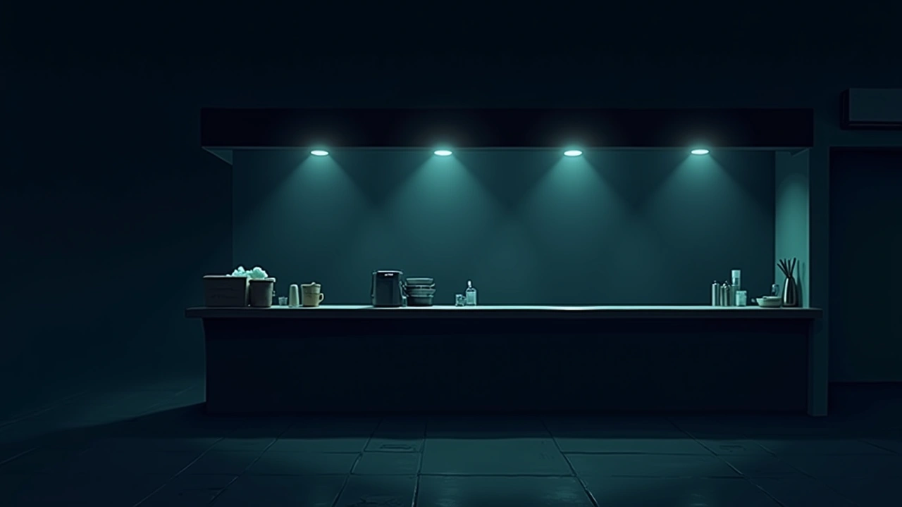 Illustration: a busy restaurant counter with a to-go order waiting.