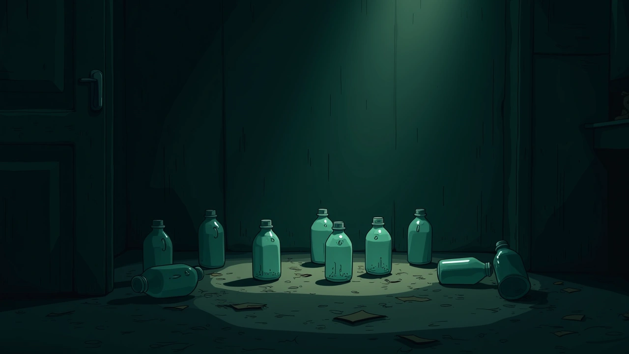 Illustration: ten empty water bottles scattered across a cluttered room.
