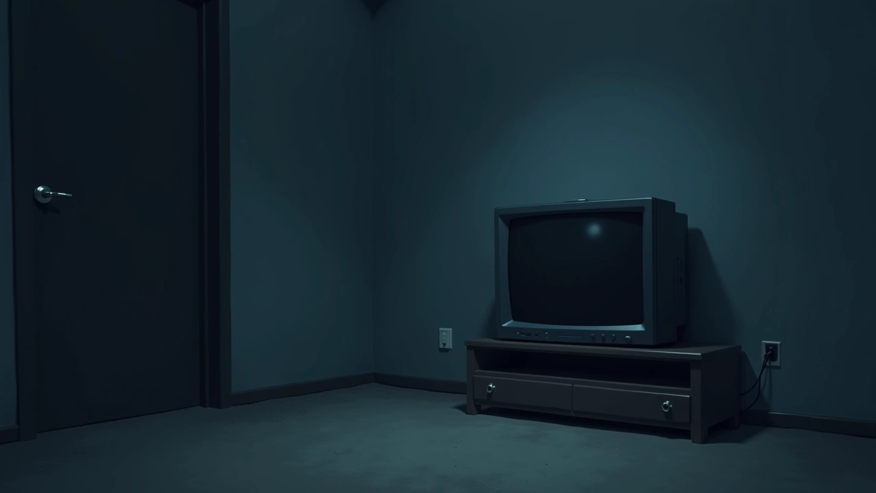 Illustration: a television in a child's bedroom, the screen dark.