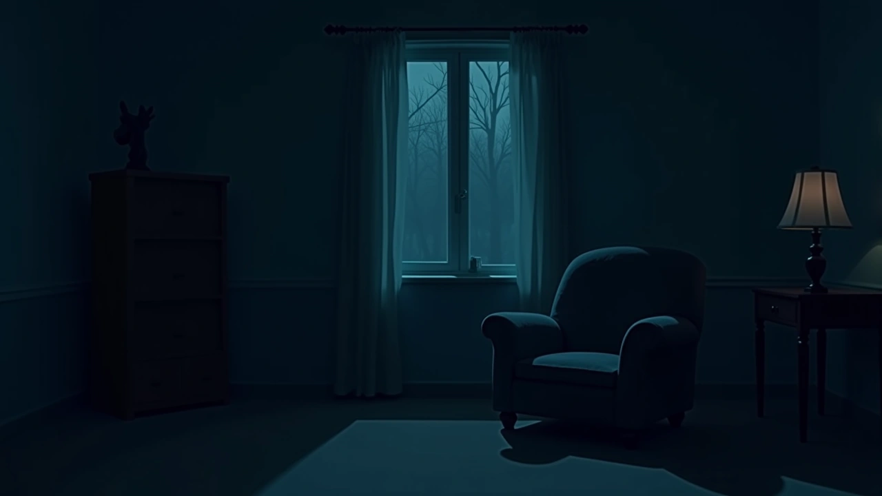 Illustration: A quiet family living room at dusk, an old armchair bathed in fading light.