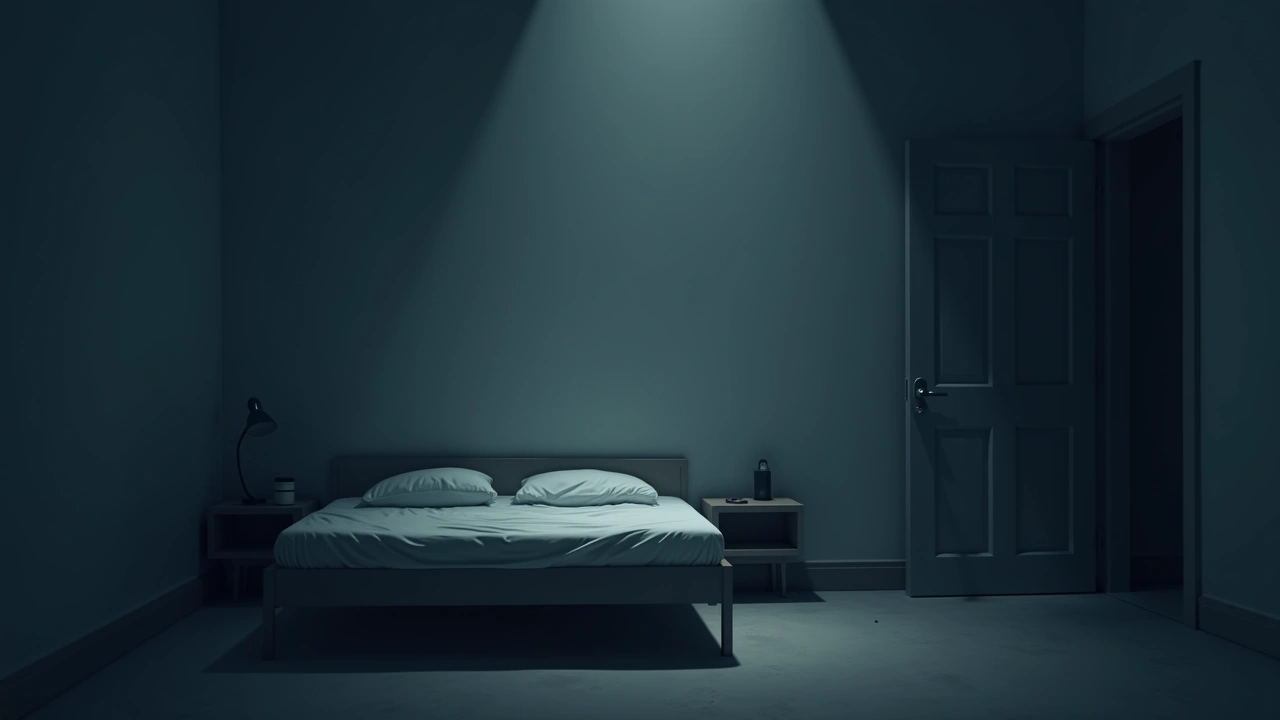 Illustration: a quiet, softly lit bedroom with a neatly made bed.
