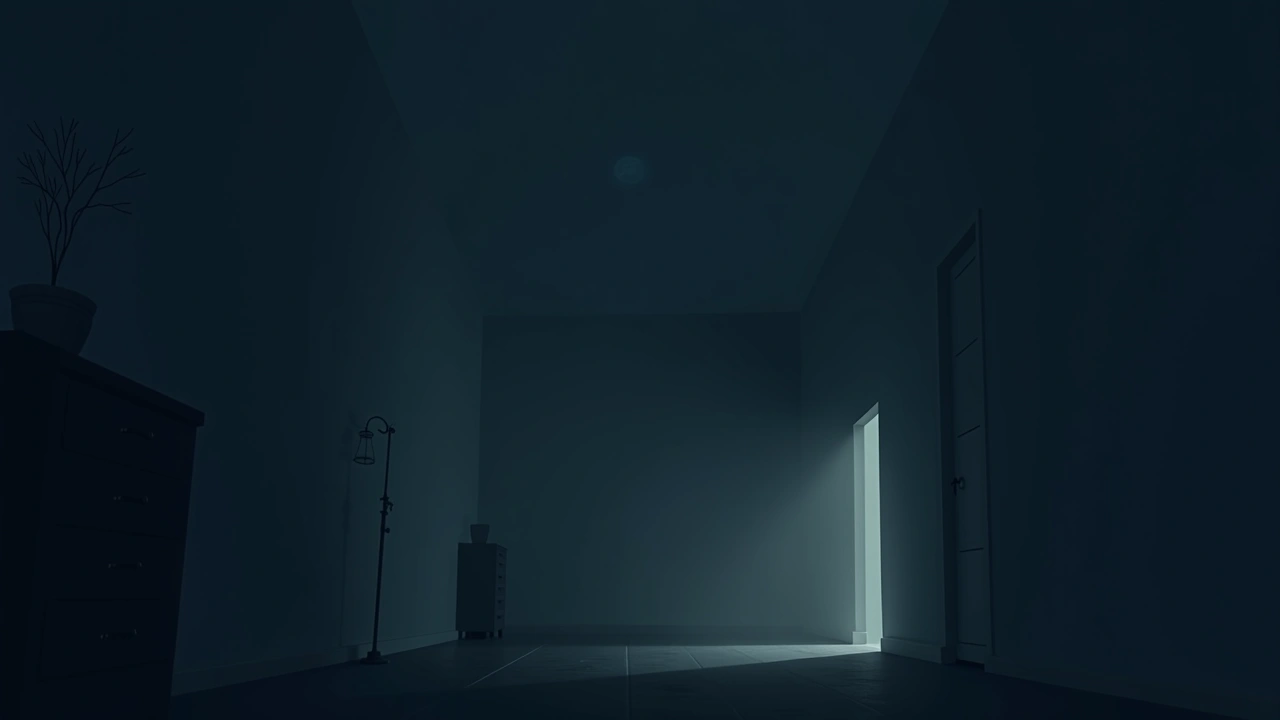 Illustration: a quiet, dimly lit bedroom at night.