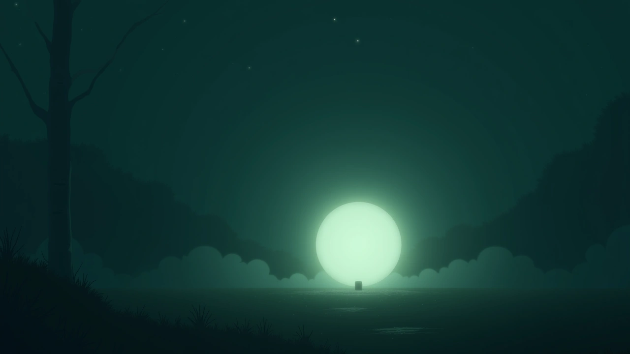 Illustration: a soft, glowing orb of light captured in a dim photograph.