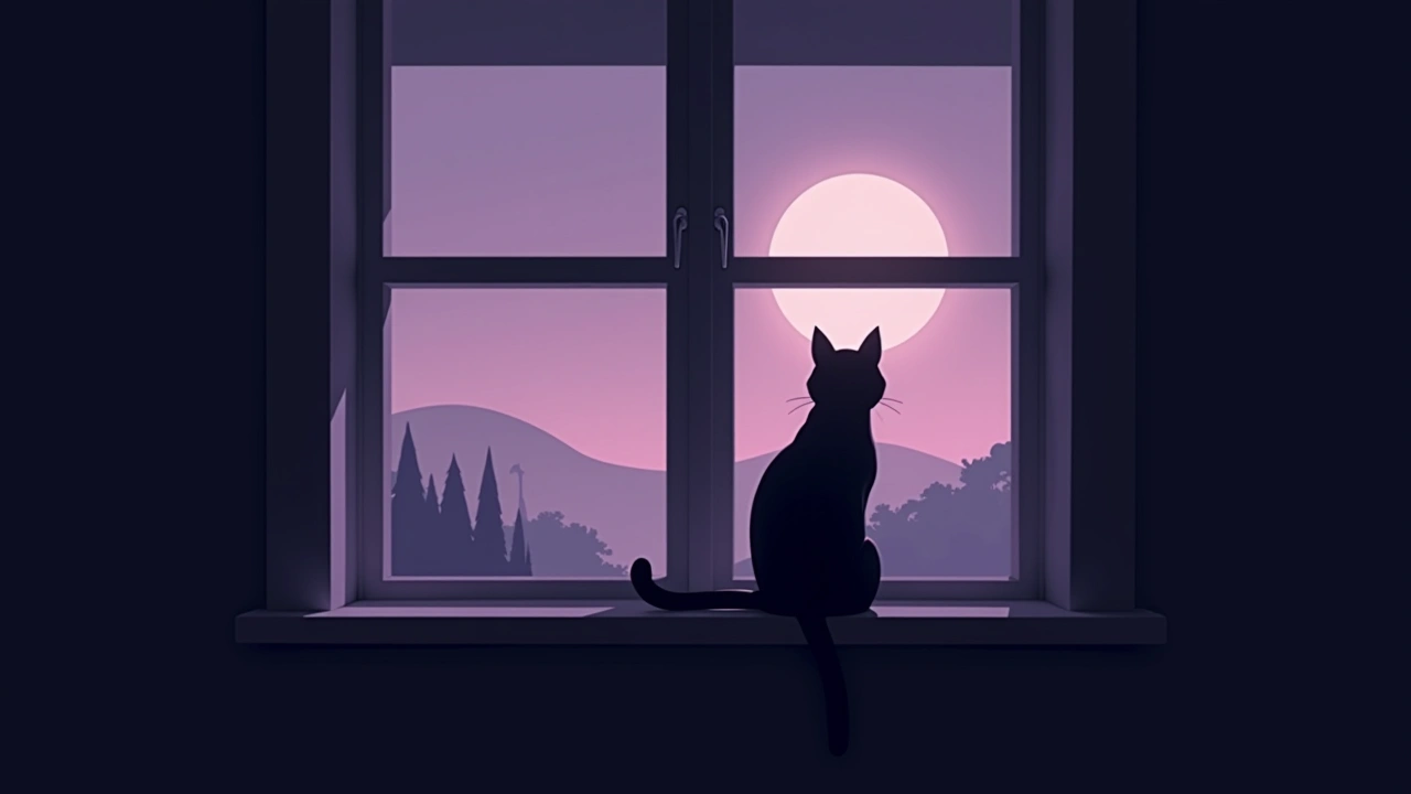 Illustration: a cat sitting on a sunlit windowsill.