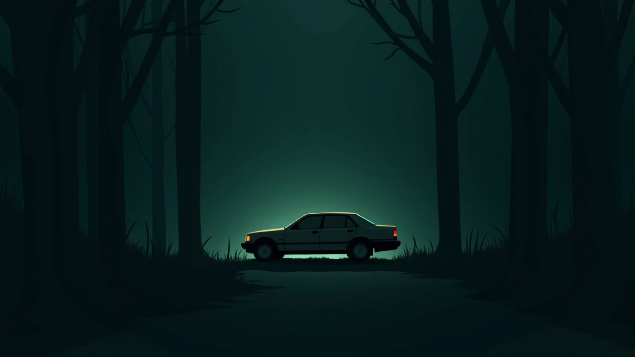 Illustration: a car parked at night with its roof catching a faint glow.