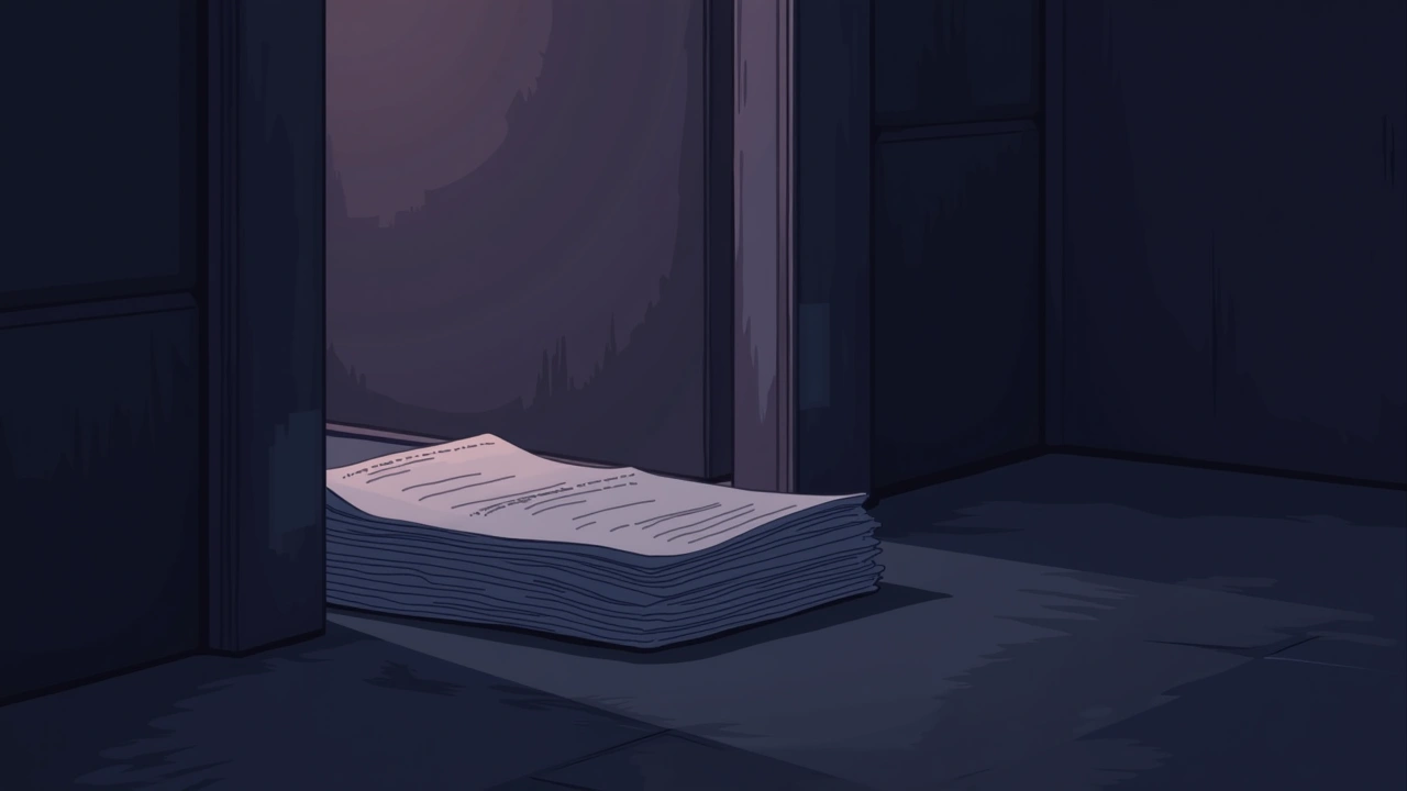 Illustration: a stack of old property paperwork tucked away in a quiet home.