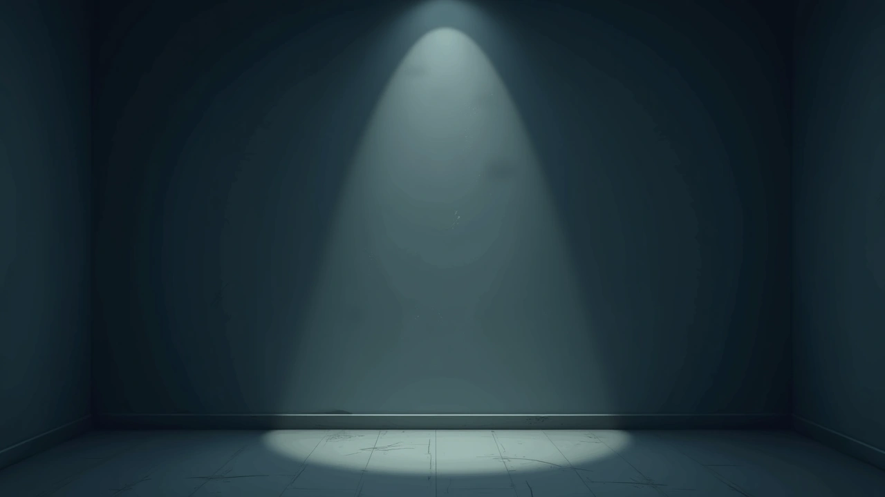 Illustration: a plain interior wall in dim light, as if just struck by an unseen knock.