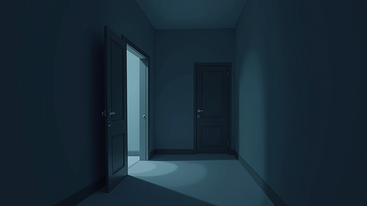 Illustration: a hallway at night with two children's bedroom doors left ajar.