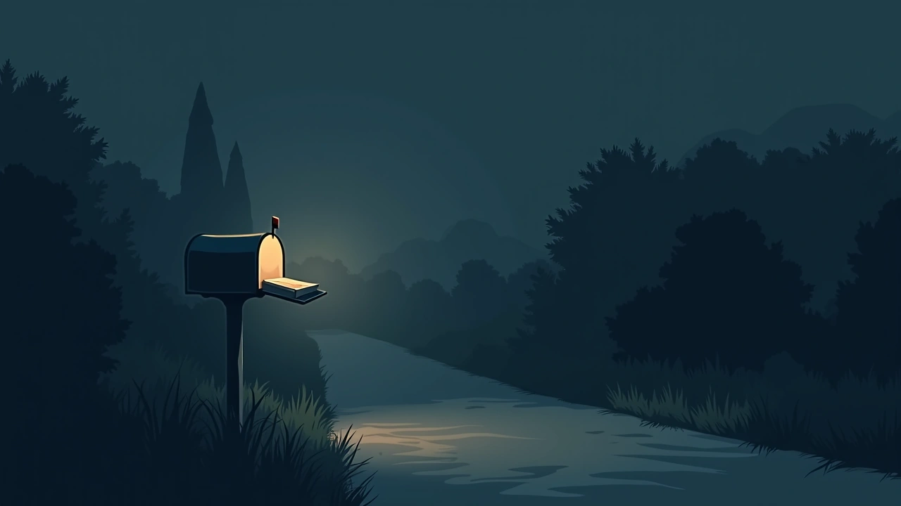 Illustration: A mailbox at the end of a driveway with a package inside.