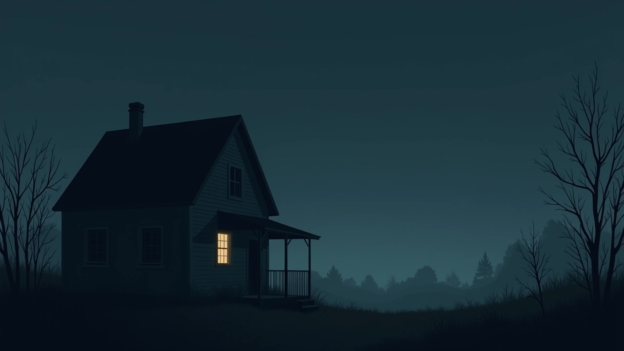 Illustration: An old house at night, a phone screen frozen mid-crash.