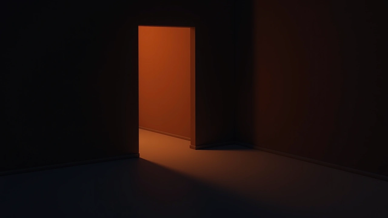 Illustration: a smartphone screen glowing faintly in a pitch-dark room.