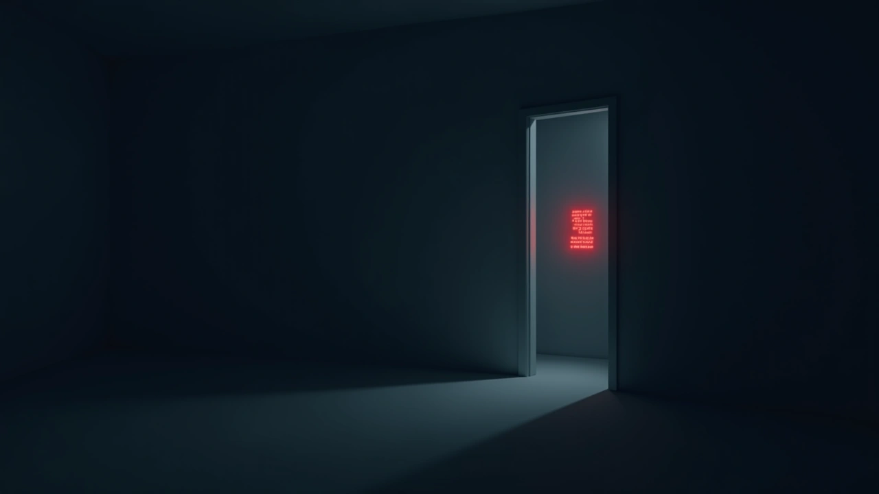 Illustration: a glowing red sensor readout on a phone screen in a dark room.