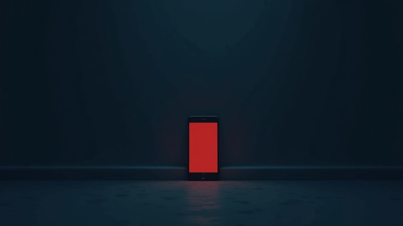 Illustration: A smartphone screen glowing red in a dark room.