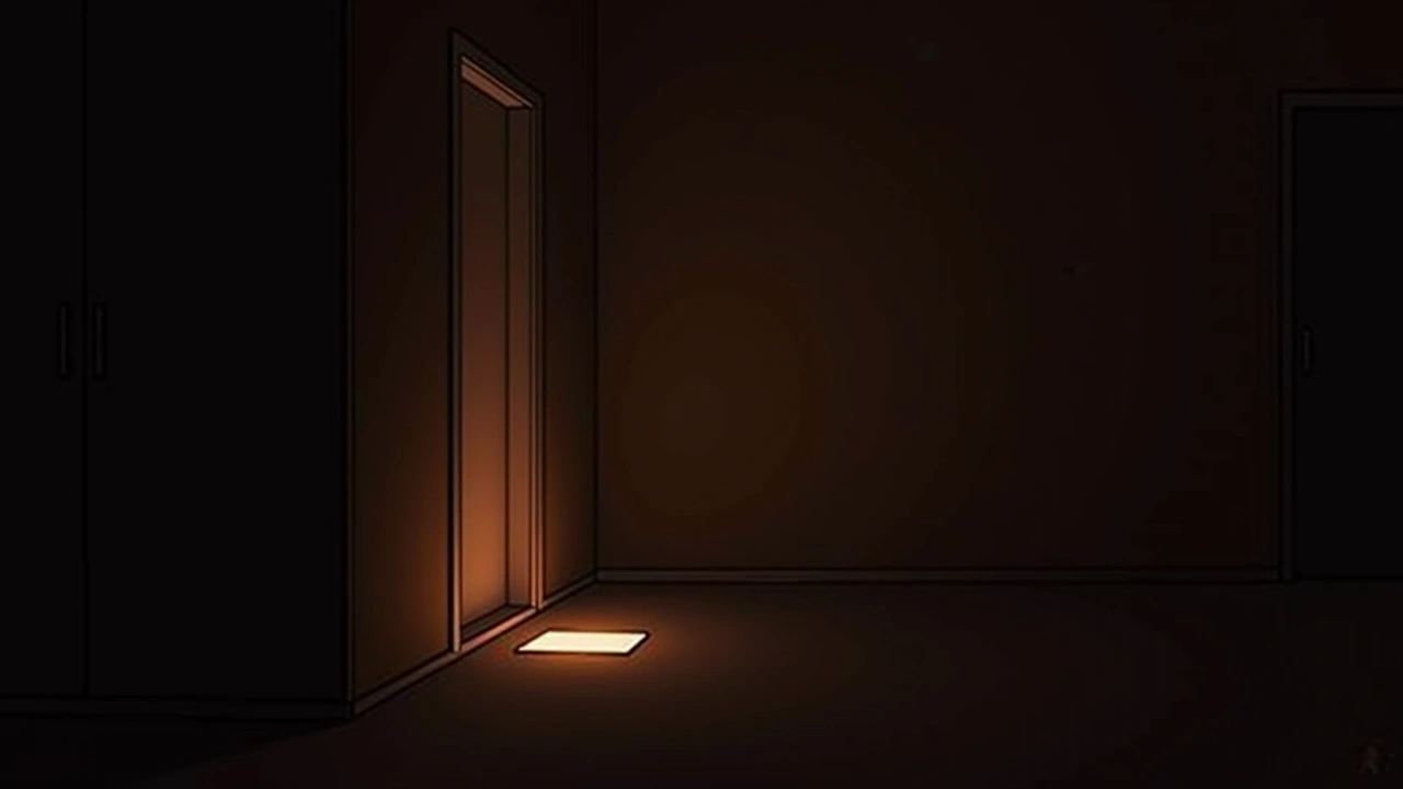 Illustration: a dark room at night lit only by a phone screen glowing among the shadows.