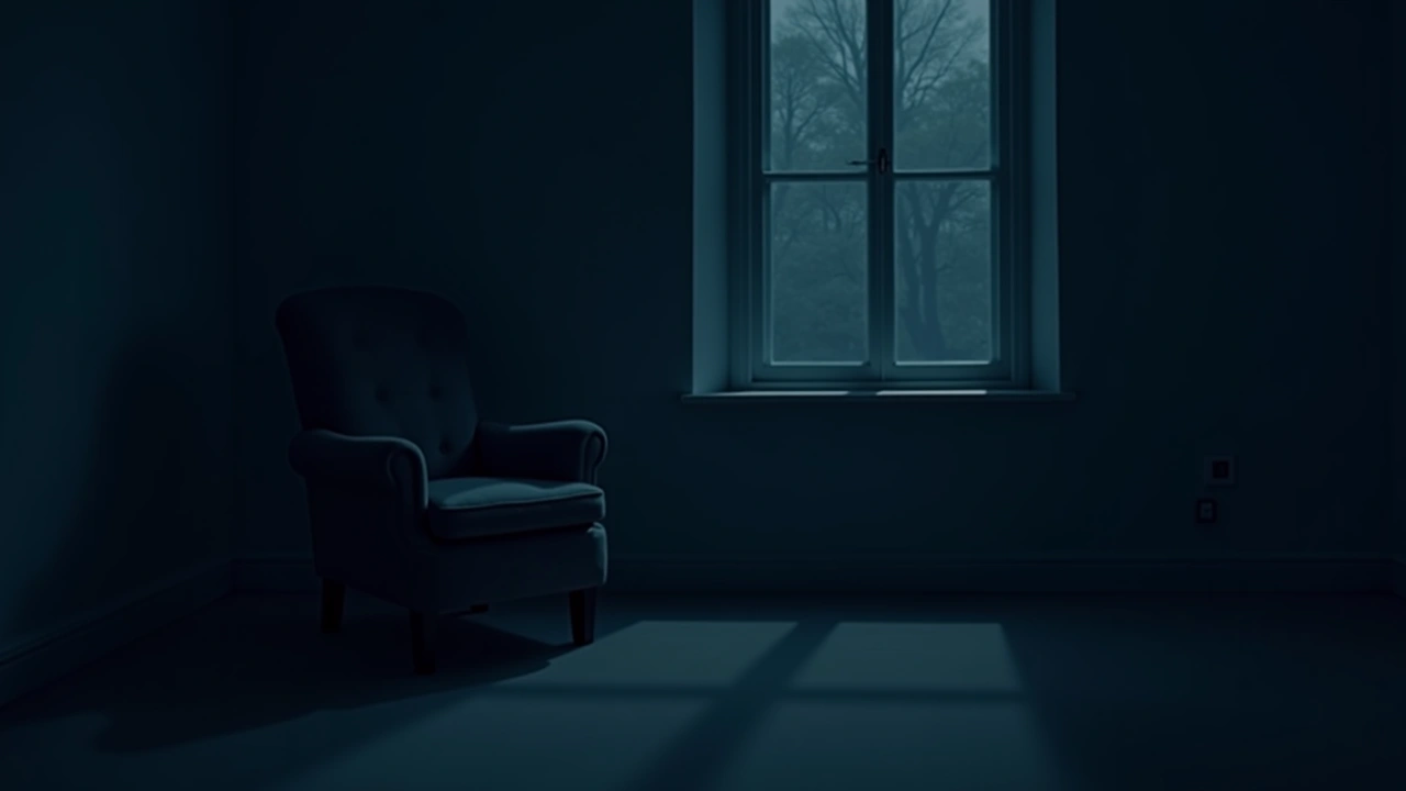 Illustration: An empty armchair in a quiet living room, afternoon light through a window.