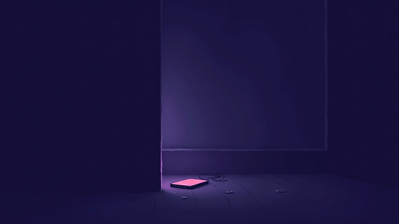 Illustration: a smartphone glowing softly in a dim, quiet room at night.