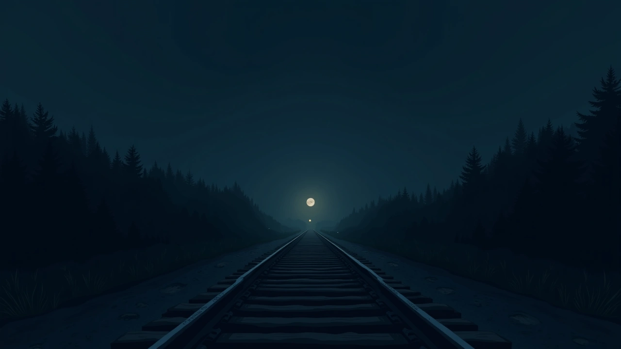 Illustration: a set of train tracks stretching into the distance.
