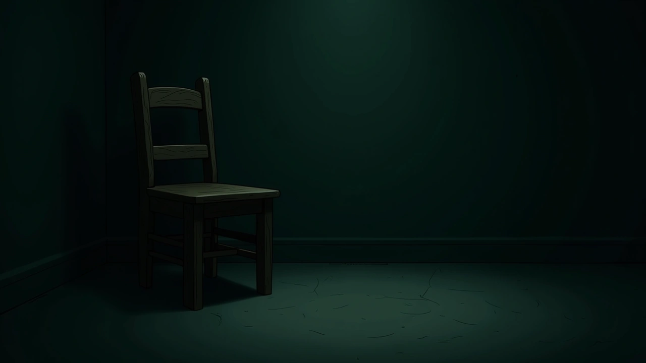 Illustration: a shadowy space beneath a wooden chair in a dim room.