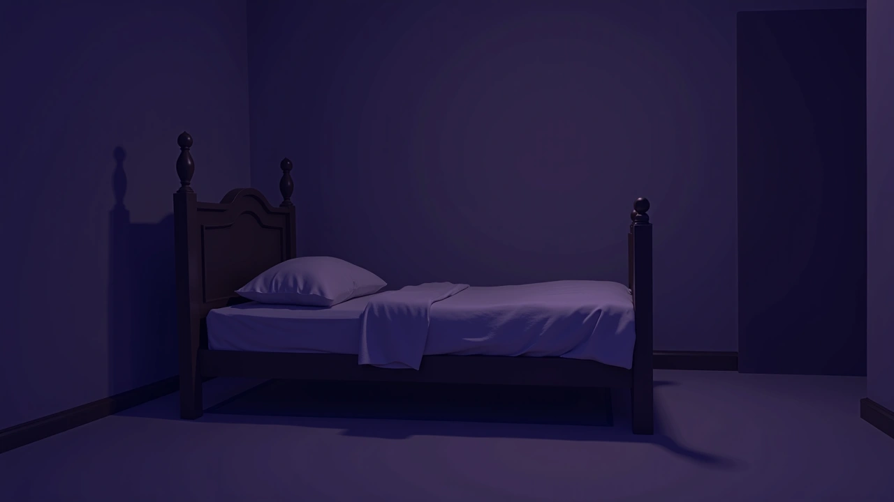 Illustration: A dim bedroom with a bed raised off the floor, a shadowy gap visible underneath.