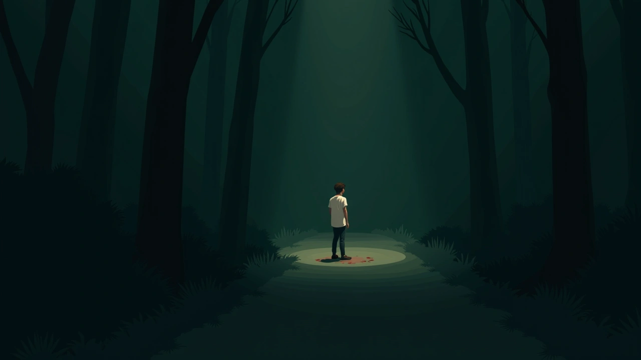 Illustration: faint red scratch marks appearing across a bare forearm in dim light.