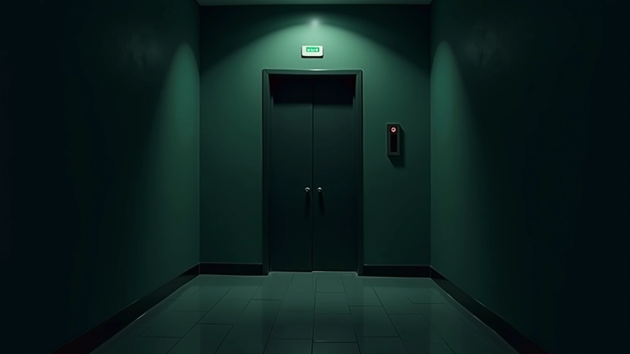 Illustration: an elevator door opening on its own in an empty hallway at night.