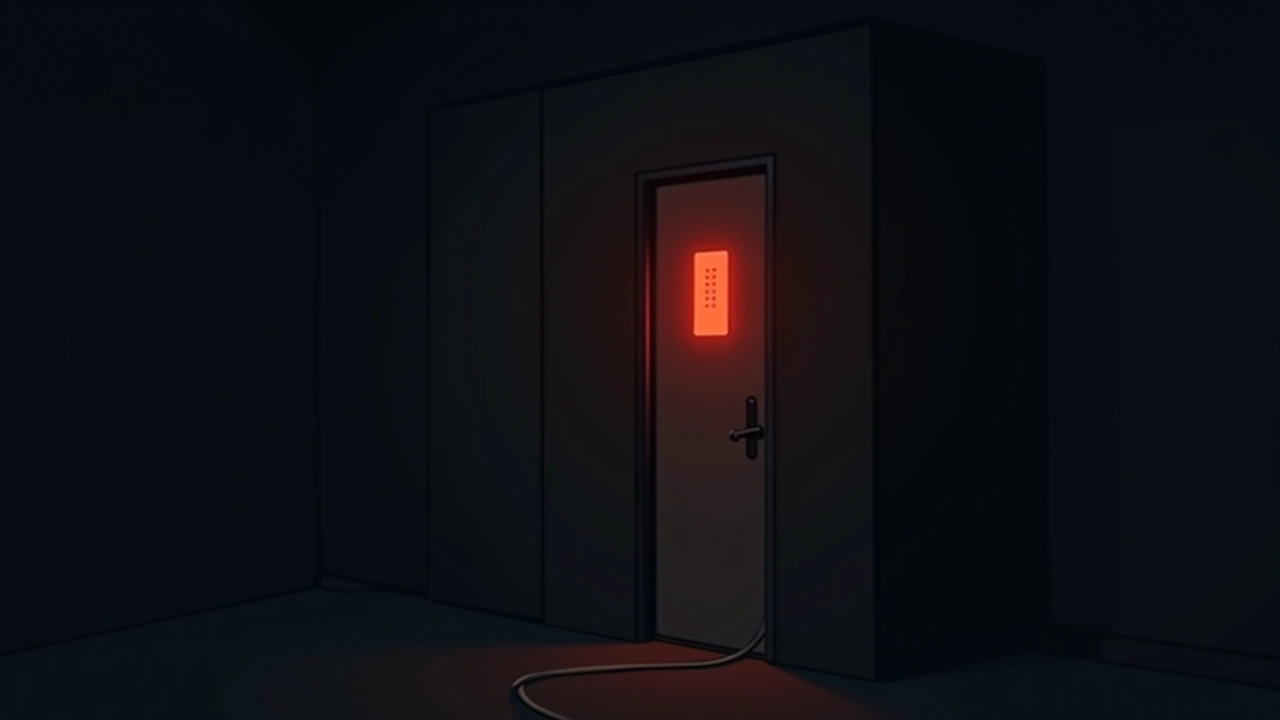 Illustration: a phone alarm flashing red in a dark, quiet room.