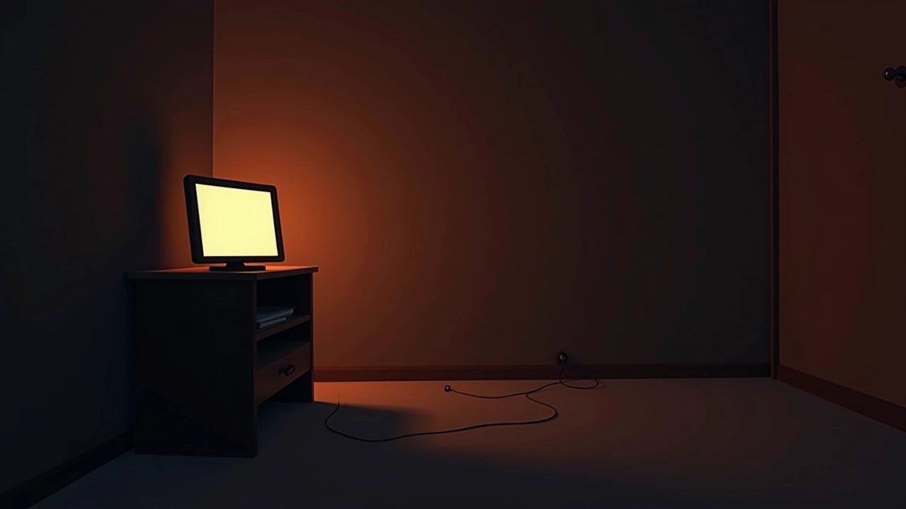 Illustration: a baby's room lit only by a tablet monitor screen at night.