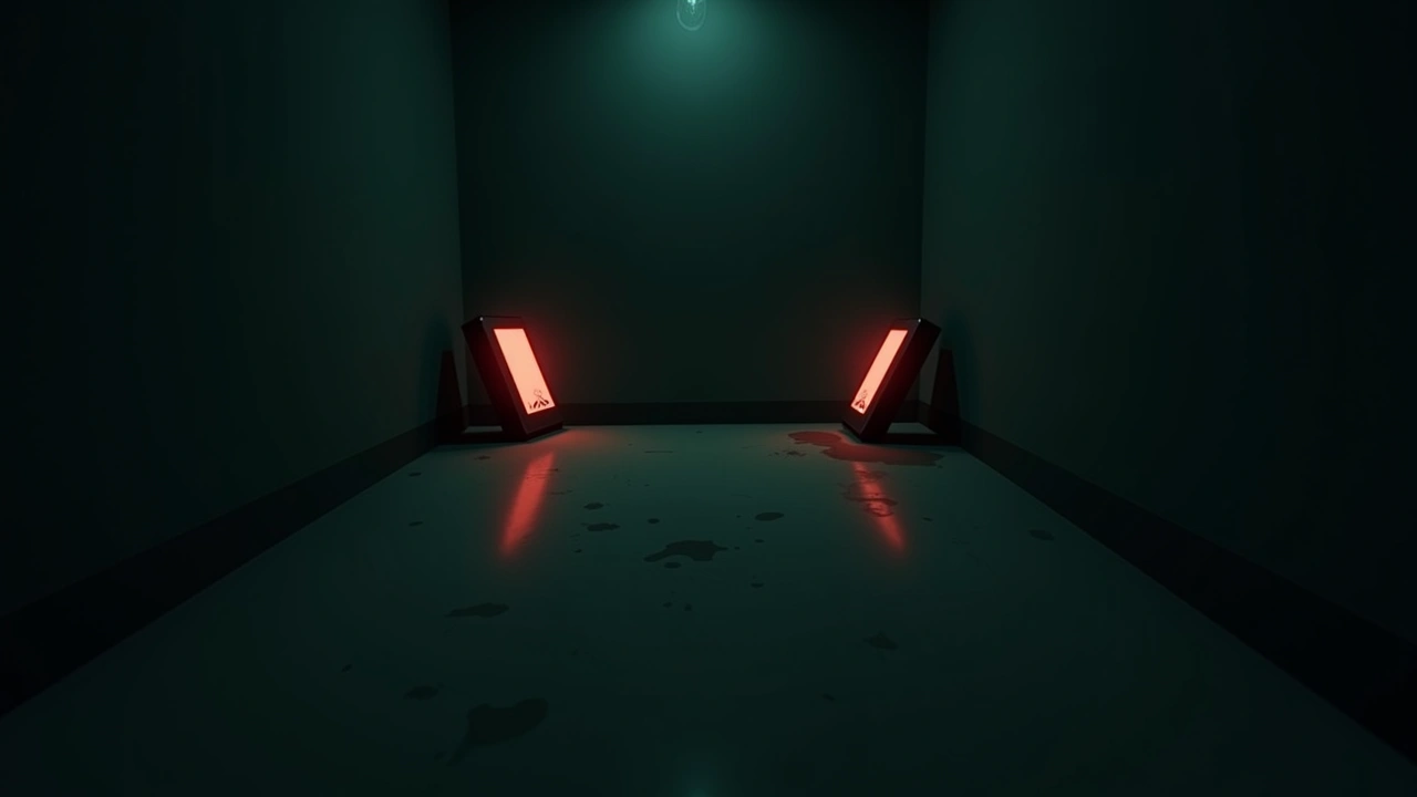 Illustration: Two phones glowing red side by side in a dim room.