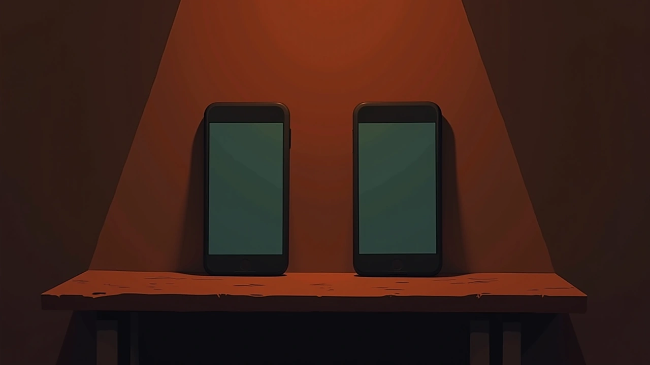 Illustration: Two smartphones side by side on a table, each displaying a different glowing reading.