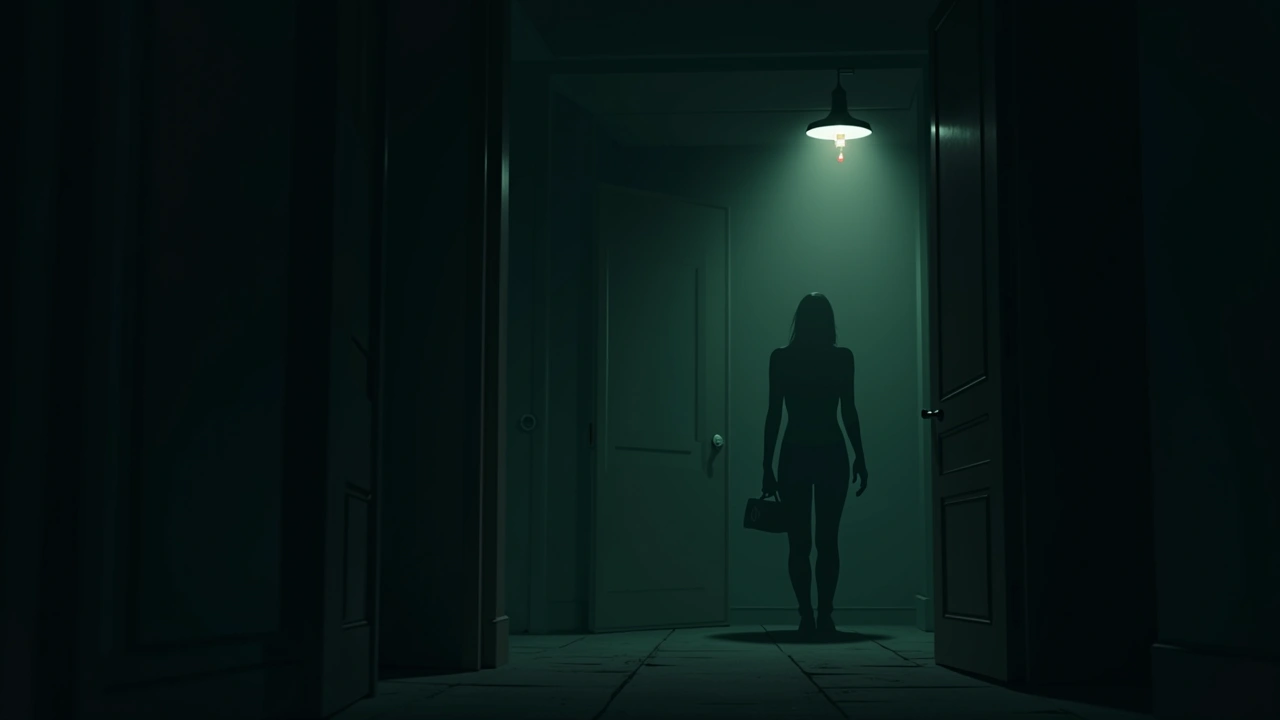 Illustration: a dim attic with a fast-blinking red signal light glowing in the near-darkness.