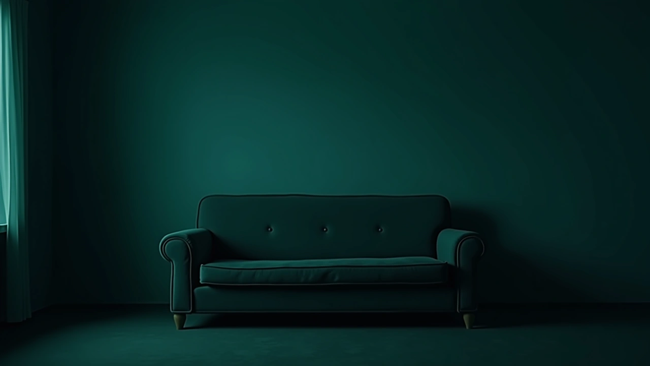 Illustration: a well-worn sofa in a quiet living room, afternoon light.