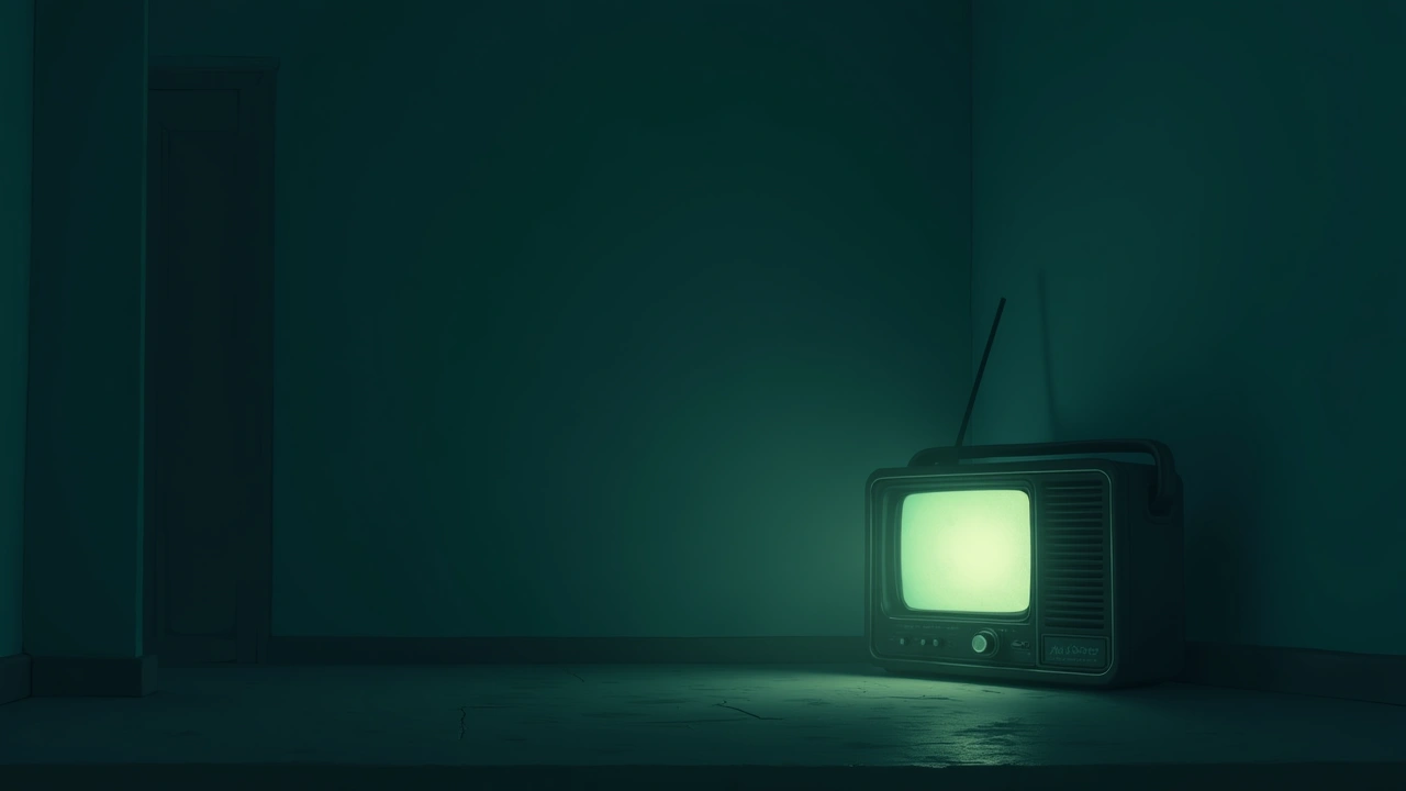 Illustration: an old radio glowing faintly in a dark room, as if tuned to a distant voice.