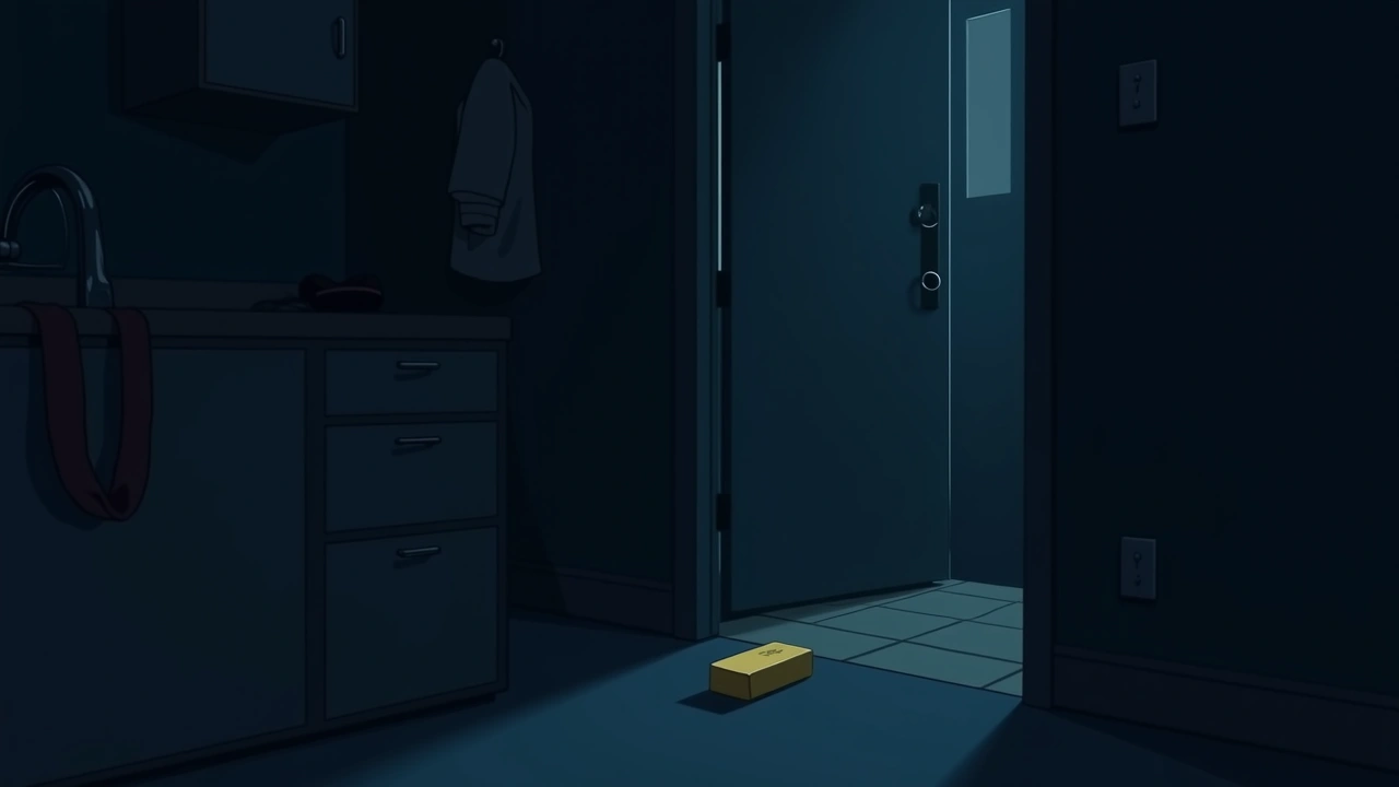 Illustration: a stick of butter on a kitchen counter beside a front door with a package.